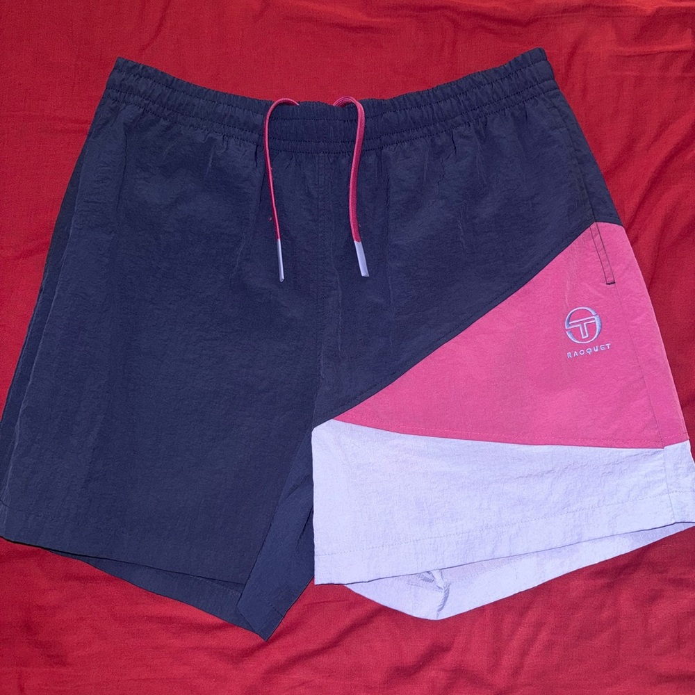 Authentic Sergio Tacchini, Men's Navy and Pink Shorts